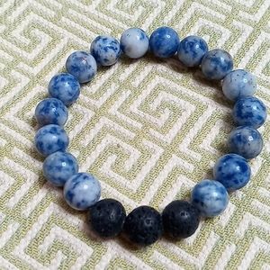 Sodalite and Lava Rock Mens Bracelet